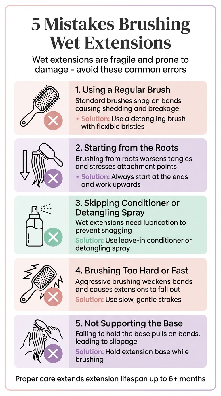 5 Common Mistakes When Brushing Wet Hair Extensions