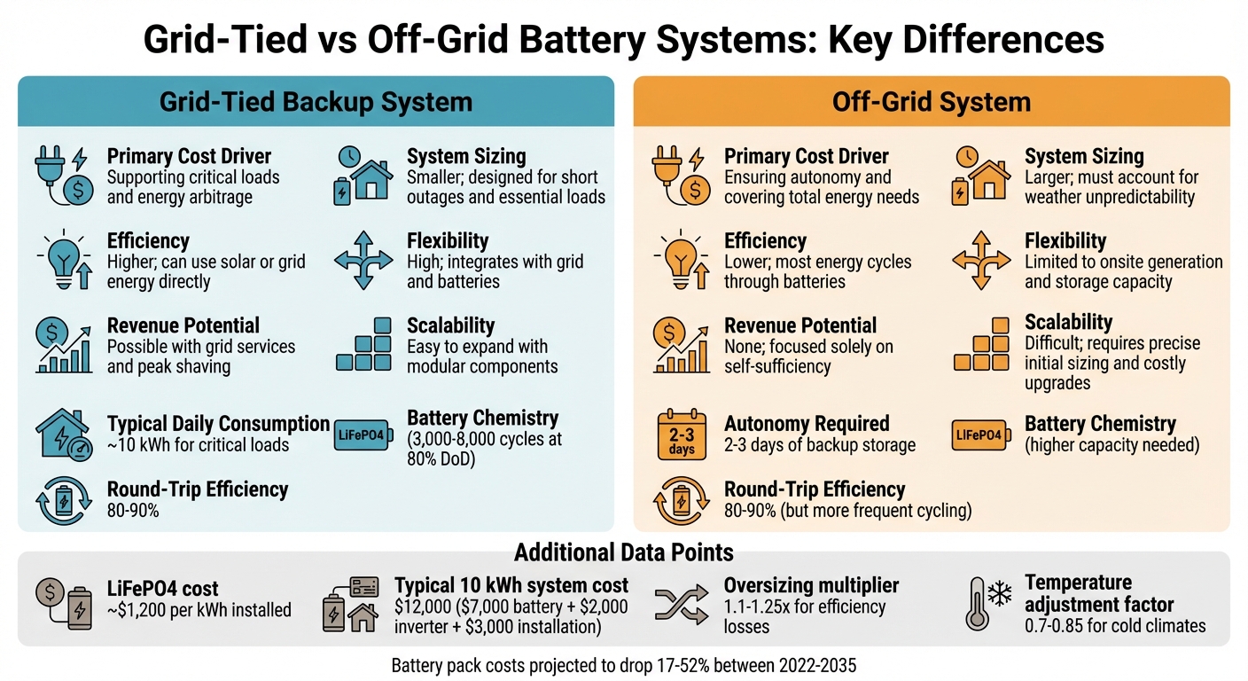 Grid-Tied vs Off-Grid Battery Systems Comparison Chart