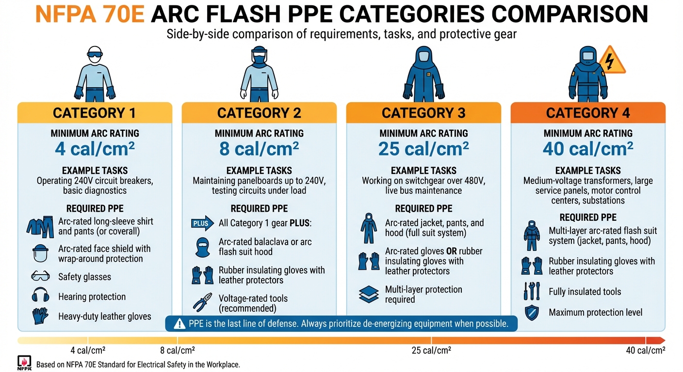 NFPA 70E Arc Flash PPE Categories 1-4 Requirements Guide
