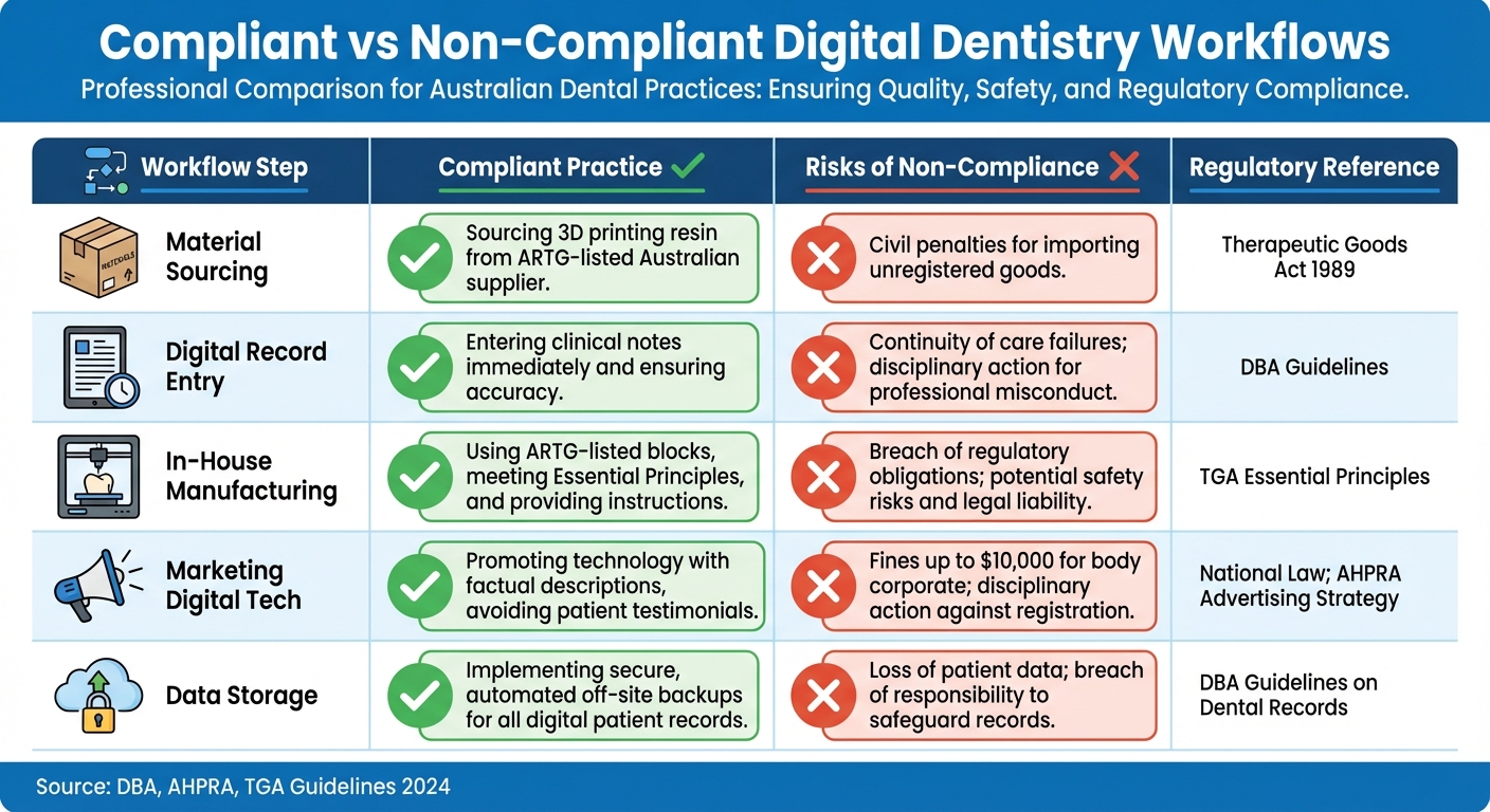 Digital Dentistry Compliance Workflow: Compliant vs Non-Compliant Practices in Australia