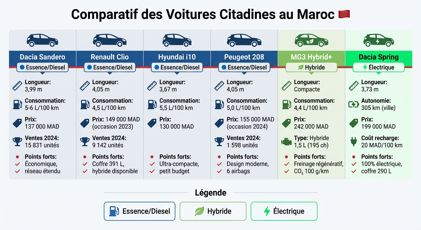 Comparatif des meilleures voitures citadines au Maroc 2024-2025