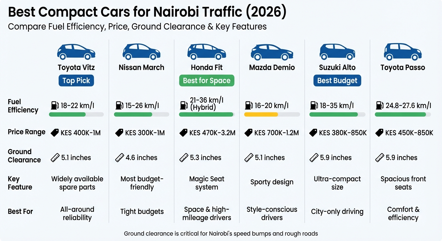 Best Compact Cars for Nairobi Traffic 2026: Fuel Efficiency, Price & Features Comparison
