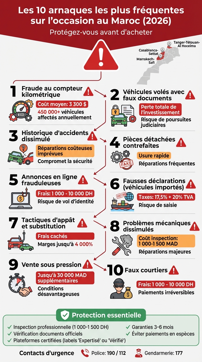 Les 10 arnaques automobiles les plus fréquentes au Maroc en 2026