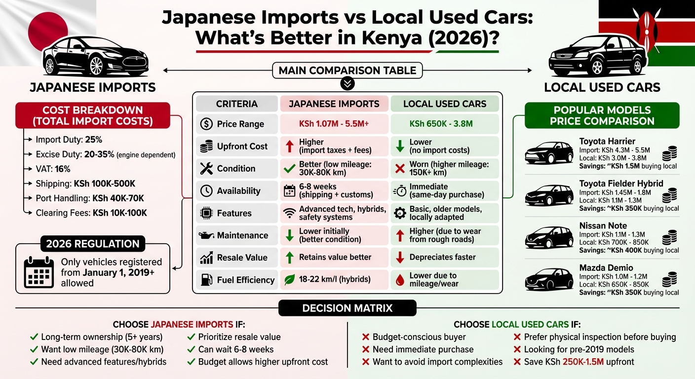 Japanese Imports vs Local Used Cars in Kenya 2026: Complete Comparison Guide