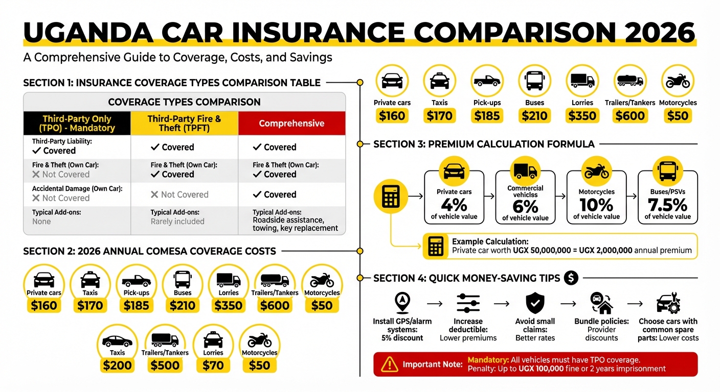 Uganda Car Insurance Types and Costs Comparison 2026