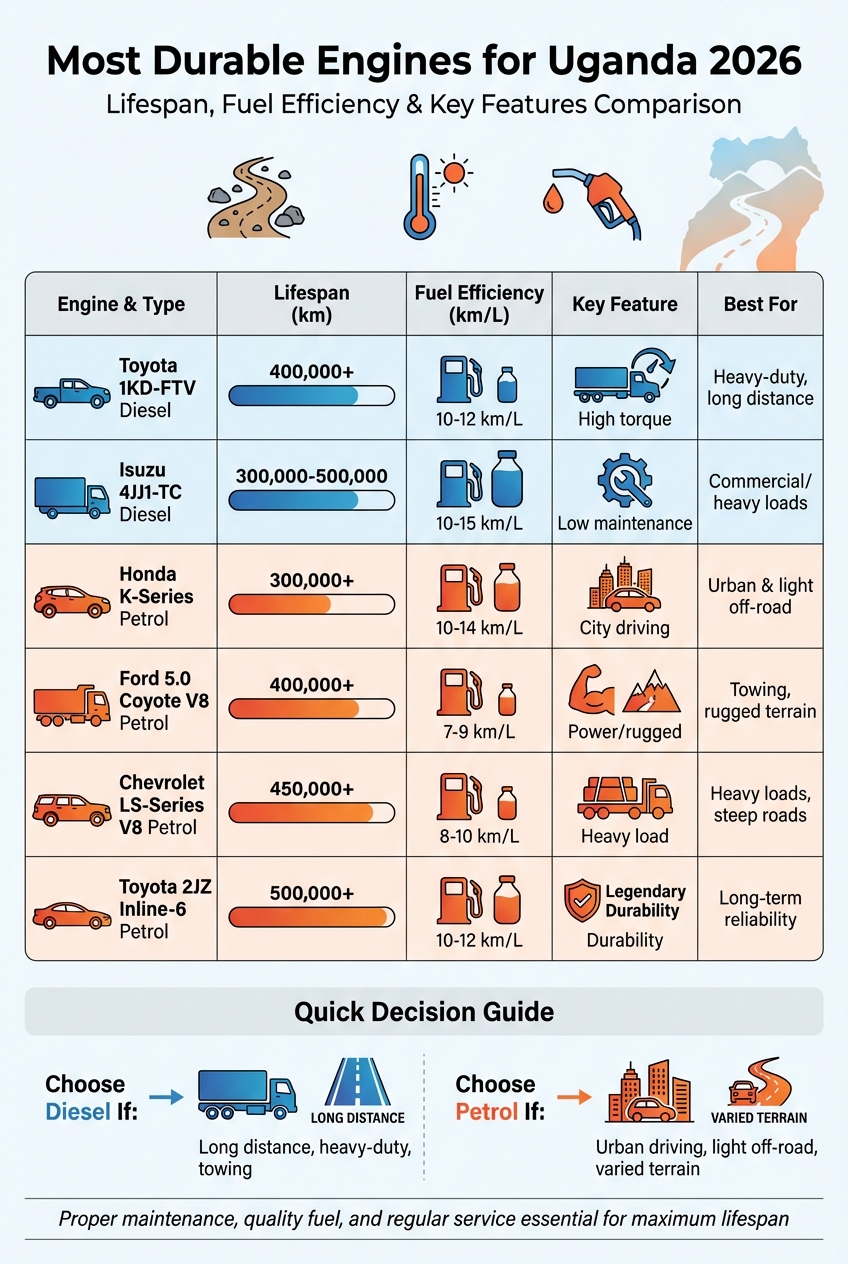 Most Durable Engines for Uganda 2026: Lifespan and Fuel Efficiency Comparison