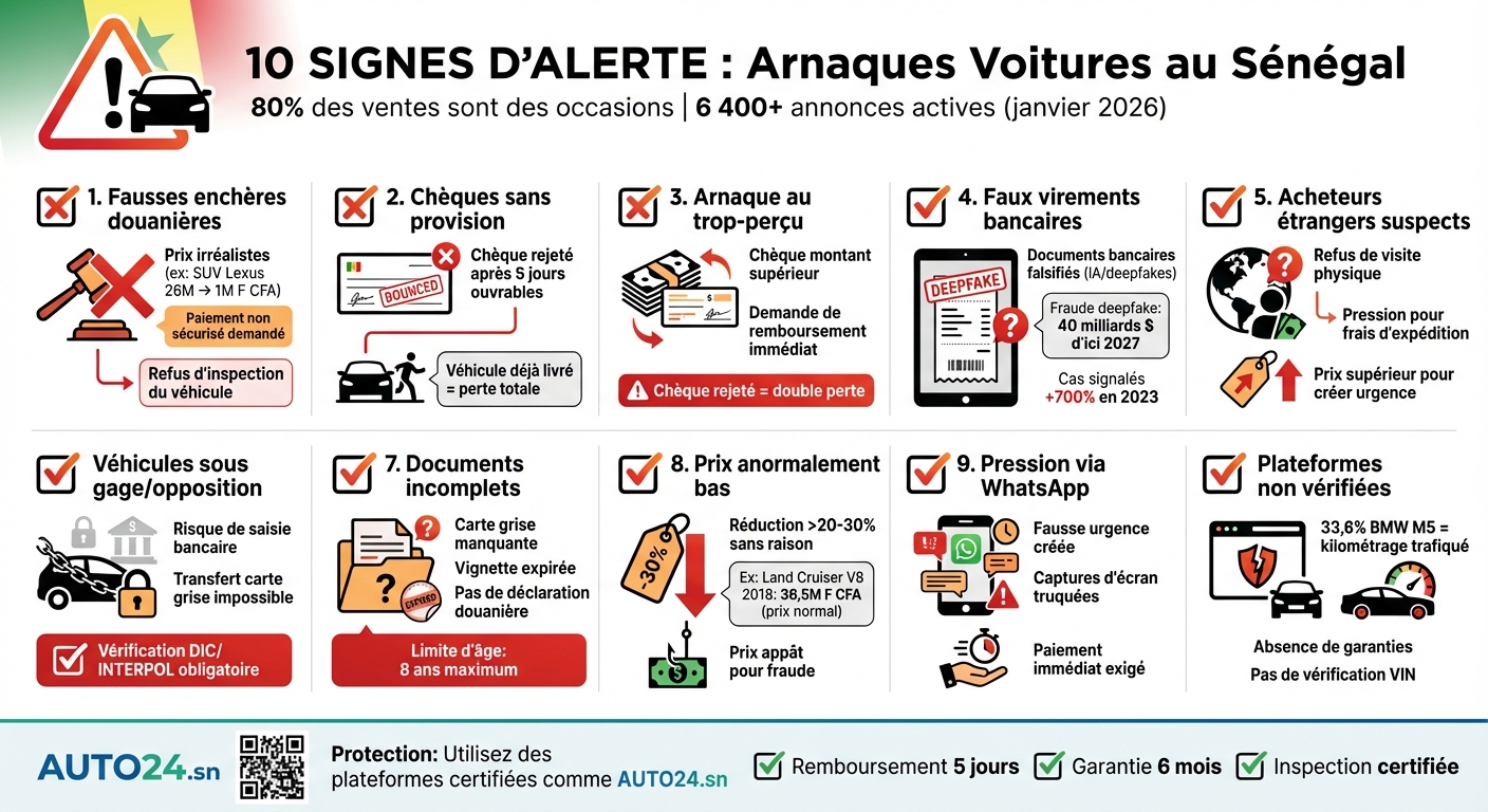 Les 10 signes d'arnaque voiture au Sénégal en 2026