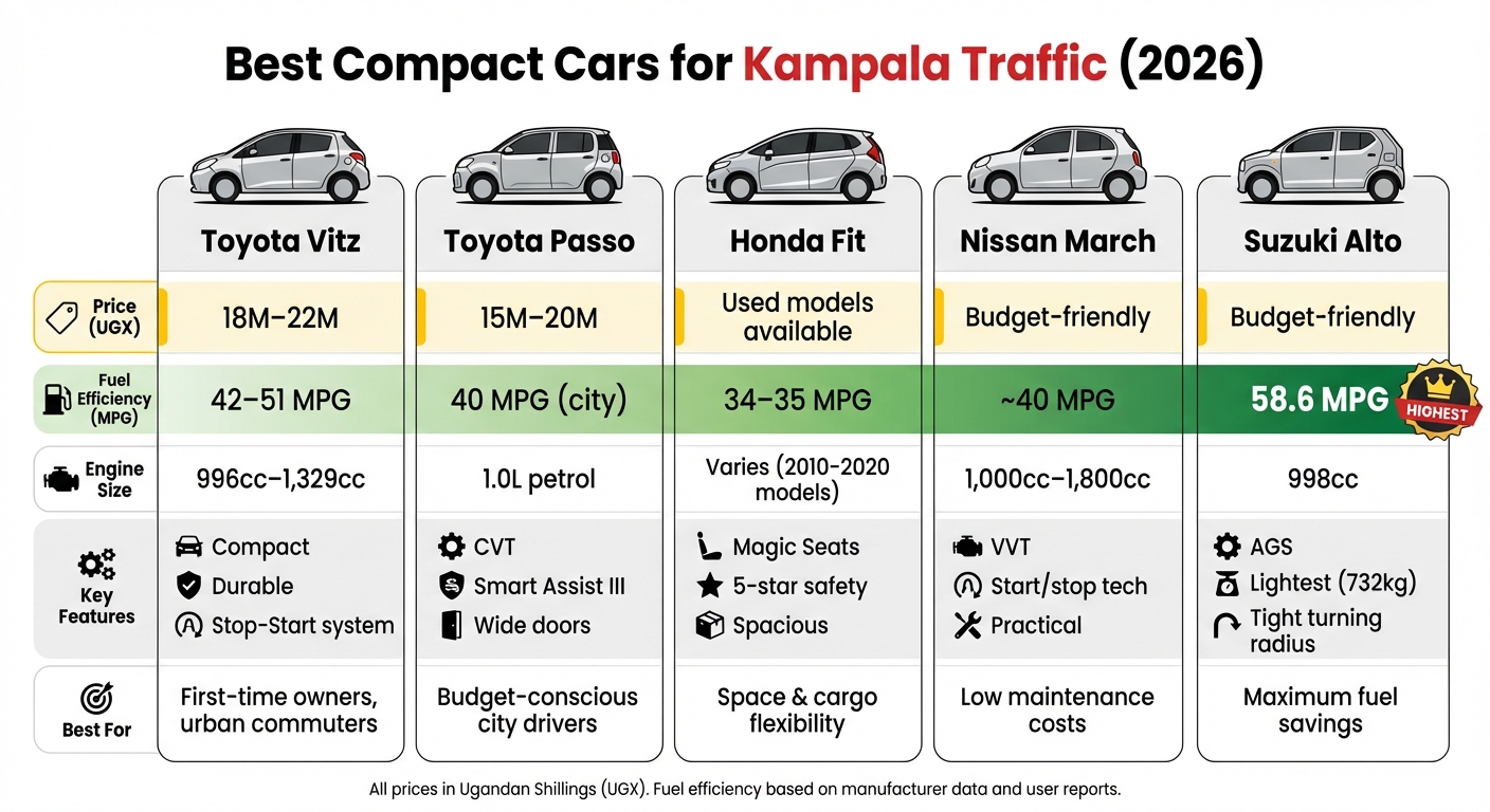 Kampala Compact Cars 2026: Price, Fuel Efficiency & Features Comparison