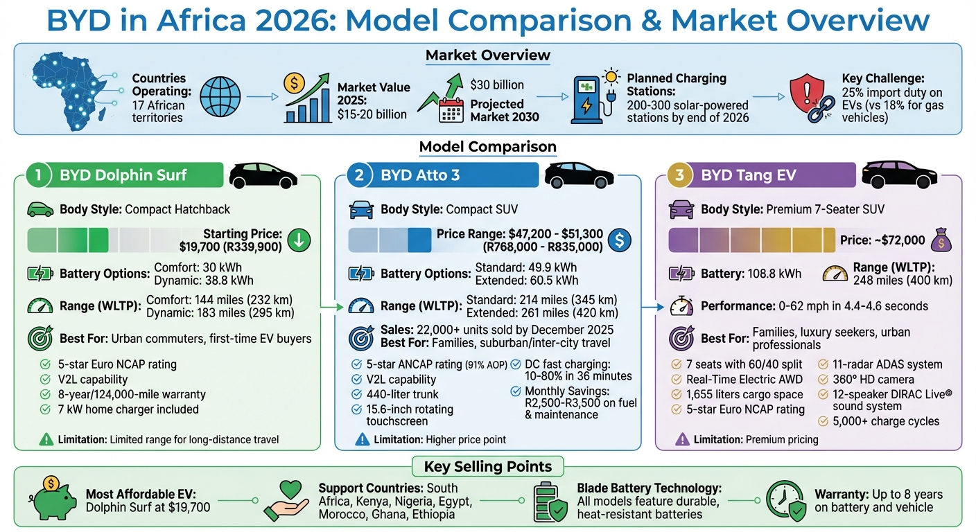 BYD Electric Vehicle Models in Africa 2026: Pricing and Specifications Comparison