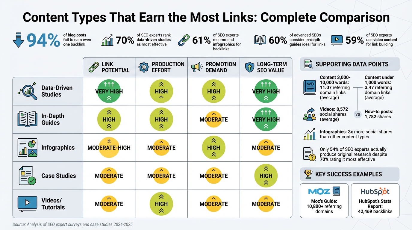 Content Types for Link Building: Comparison of Effectiveness and Effort