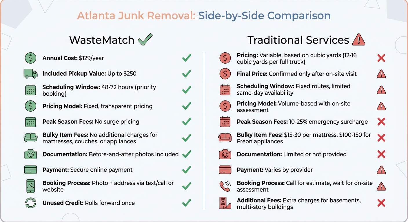WasteMatch vs Traditional Junk Removal: Pricing and Features Comparison for Atlanta Renters
