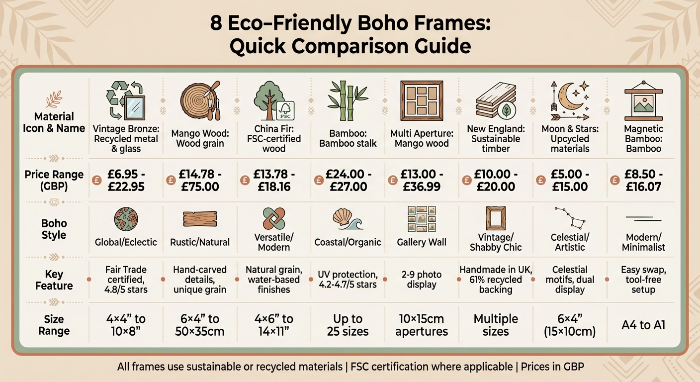 Eco-Friendly Boho Frame Comparison: Materials, Prices & Styles