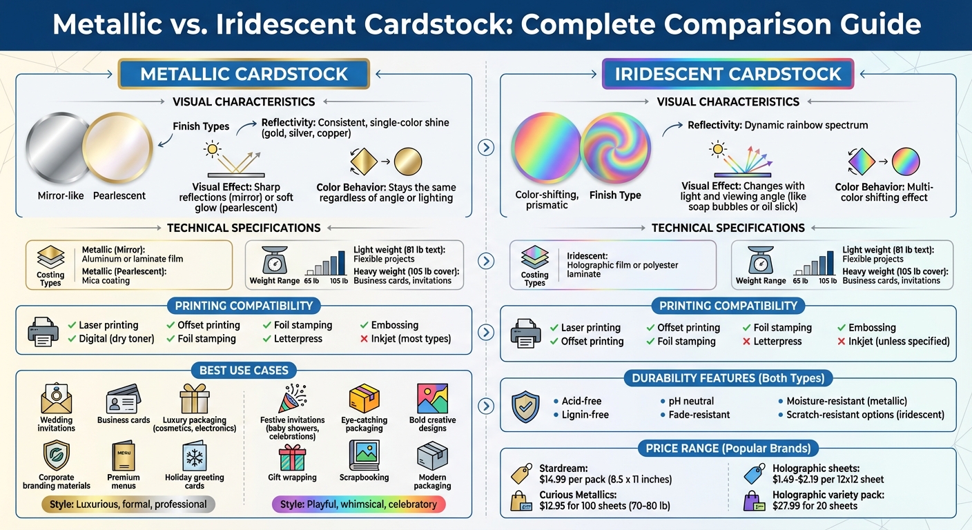 Metallic vs Iridescent Cardstock: Complete Comparison Guide