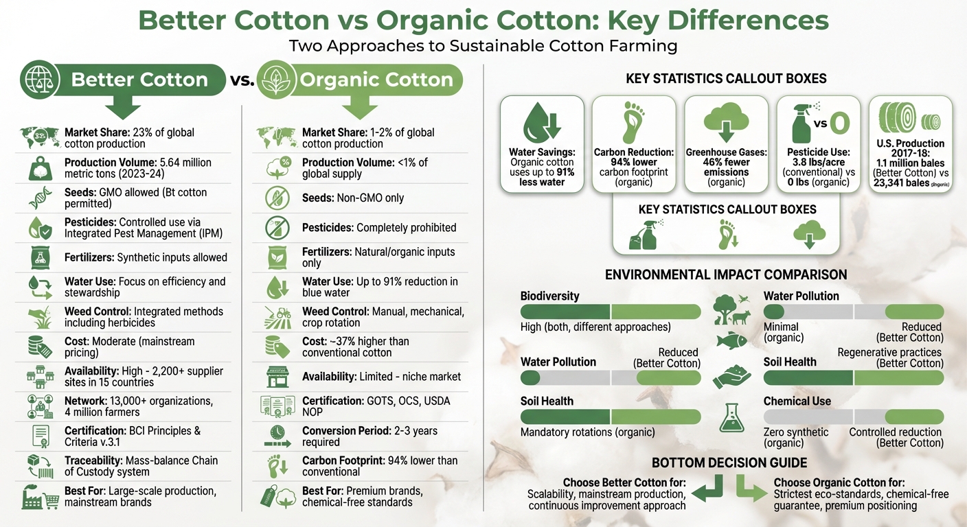 Better Cotton vs Organic Cotton: Complete Comparison of Sustainability, Cost, and Environmental Impact