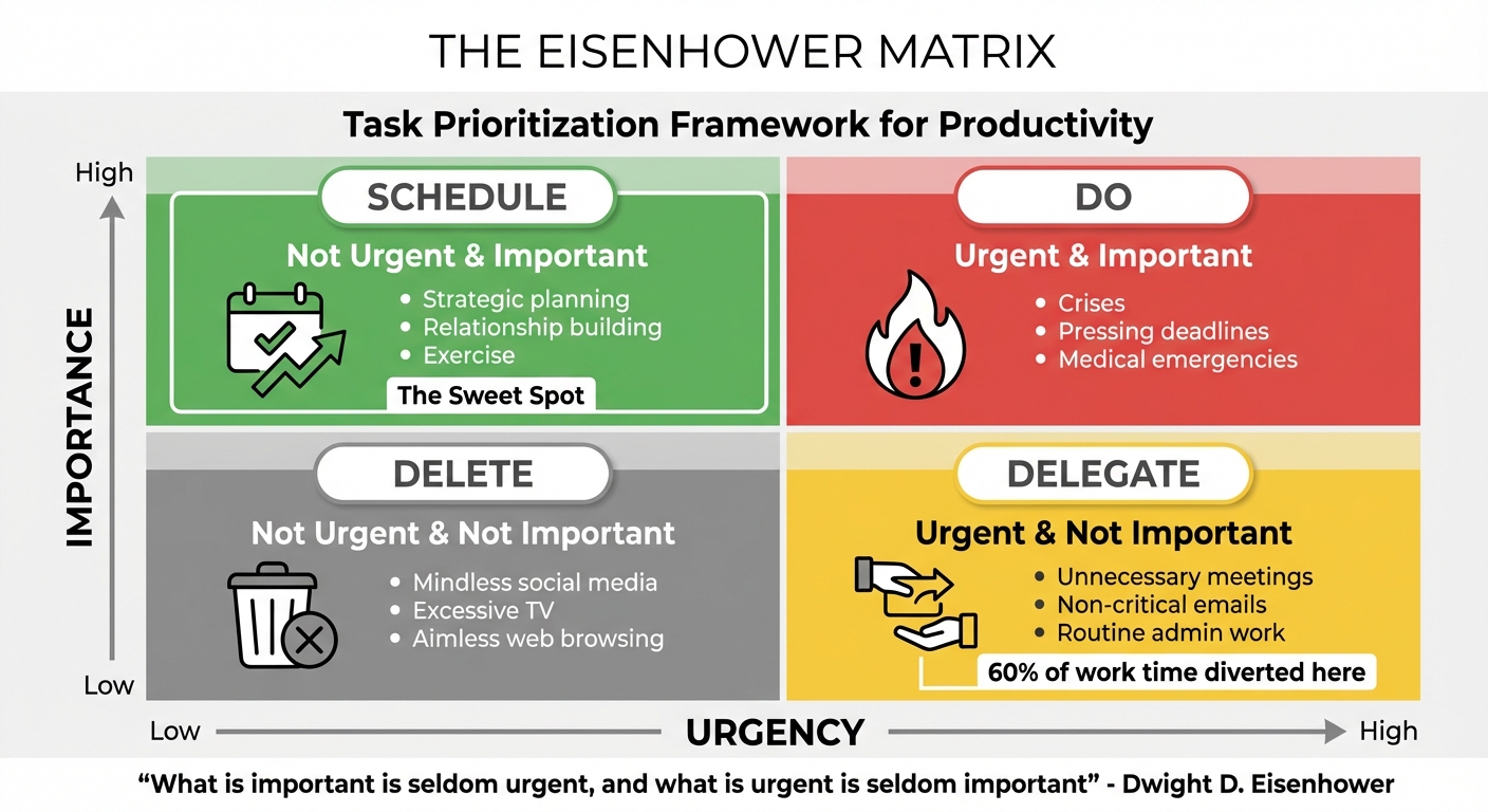Eisenhower Matrix 4 Quadrants Priority Framework
