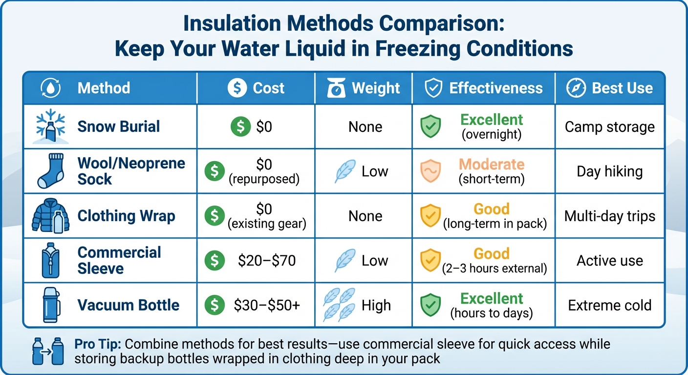 Comparison of Water Insulation Methods for Winter Camping