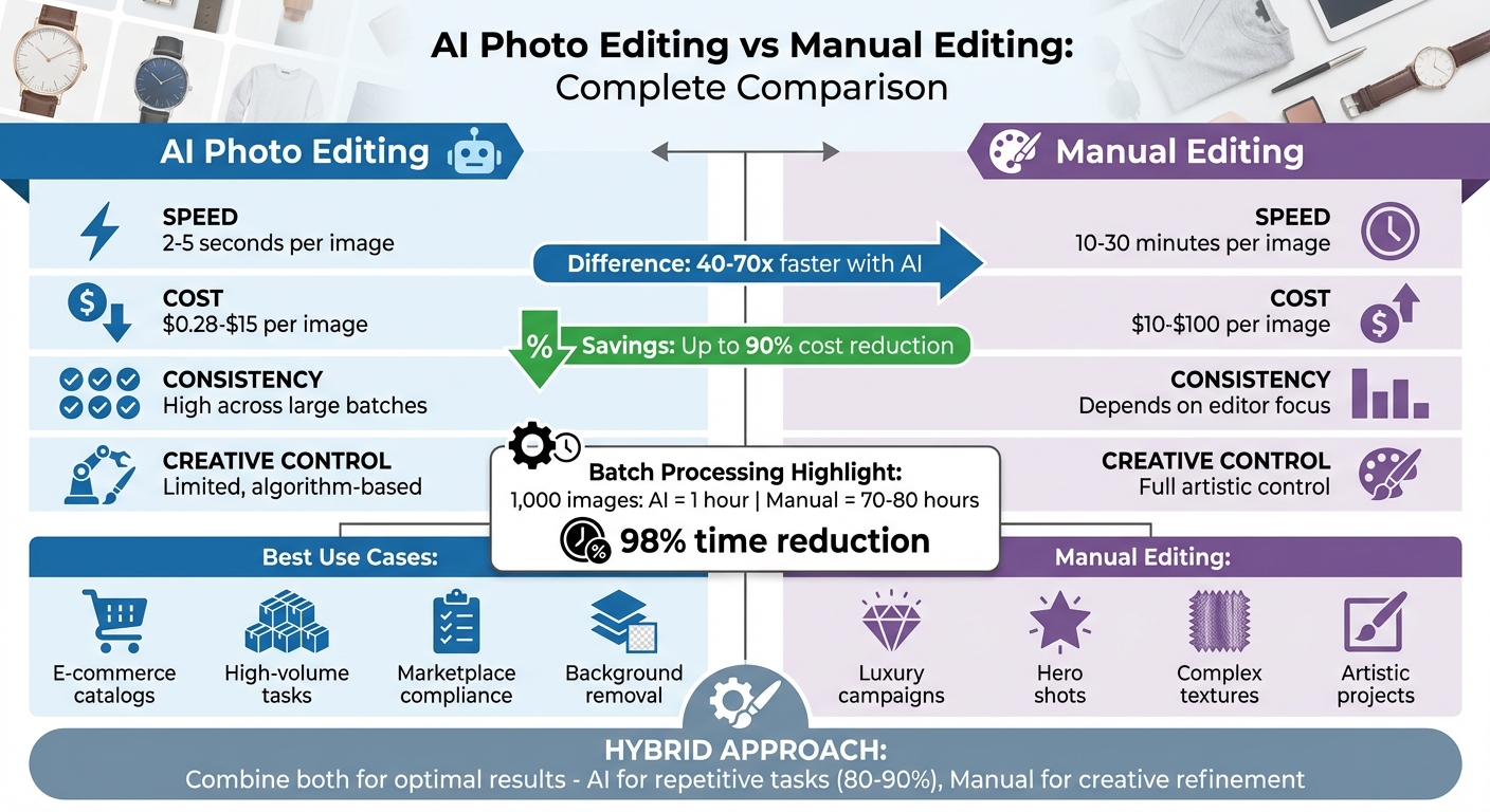 AI vs Manual Photo Editing: Speed, Cost and Quality Comparison