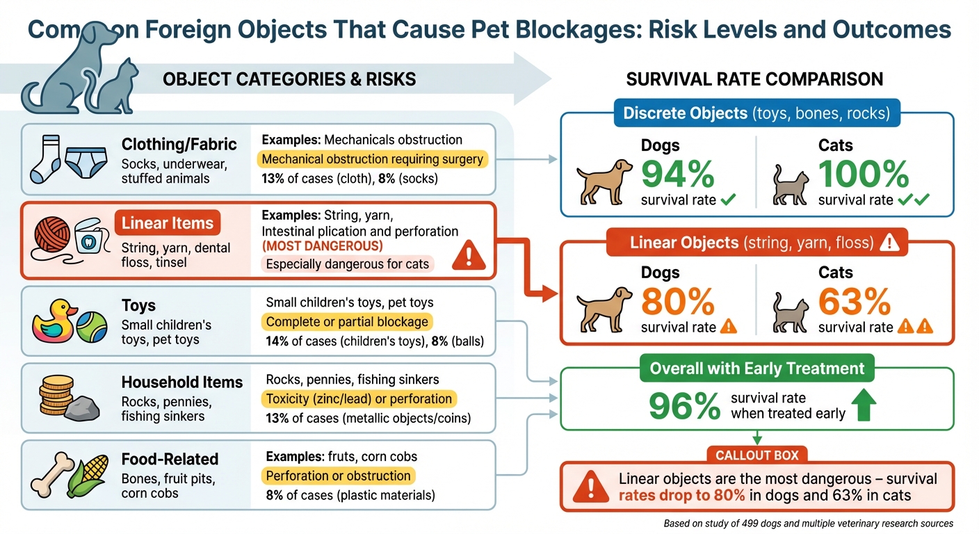 Common Foreign Objects That Cause Pet Blockages: Risk Levels and Outcomes