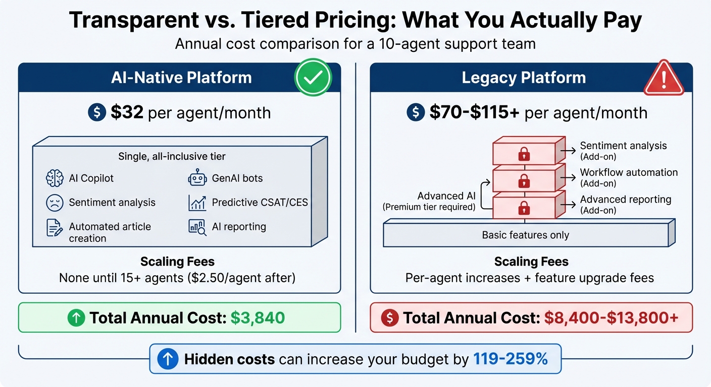 AI Support Platform Pricing Comparison: Transparent vs Tiered Models