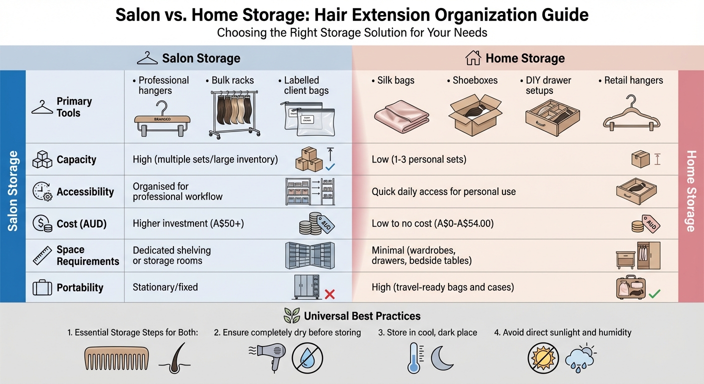 Salon vs Home Hair Extension Storage Comparison Chart