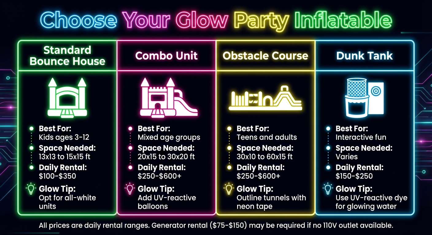 Glow-in-the-Dark Party Inflatable Rental Guide: Types, Sizes, and Prices