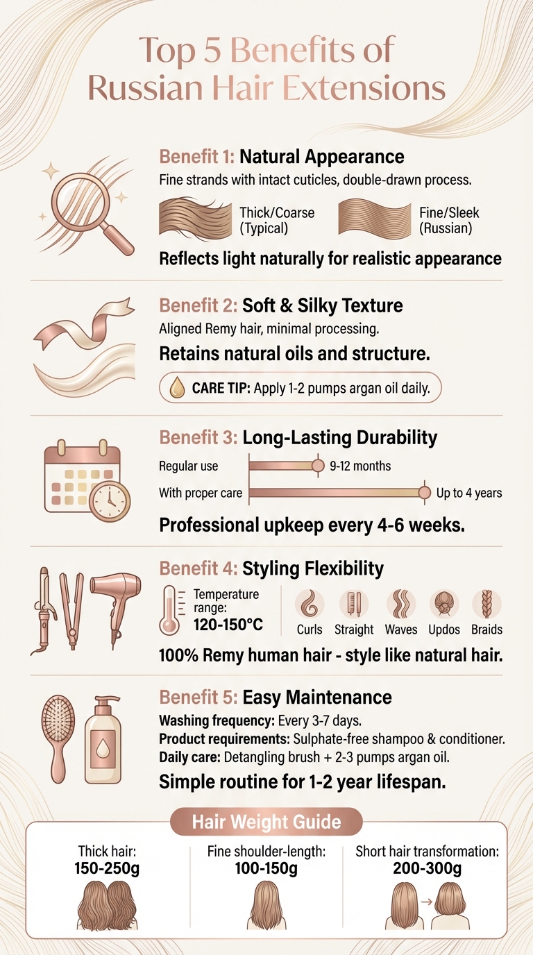 5 Key Benefits of Russian Hair Extensions: Quality, Durability and Styling Features