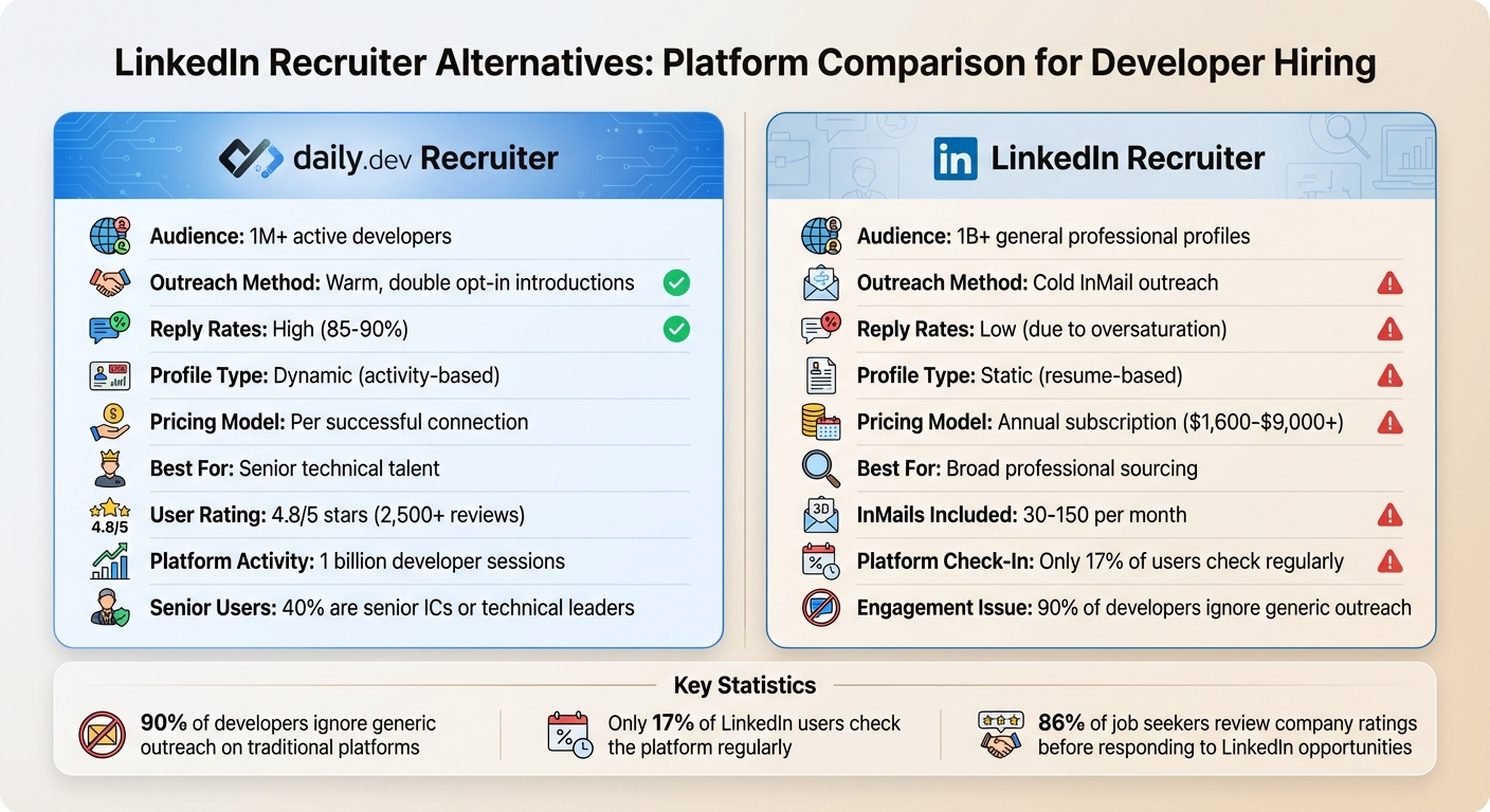 daily.dev Recruiter vs LinkedIn Recruiter: Feature Comparison for Developer Hiring 2026