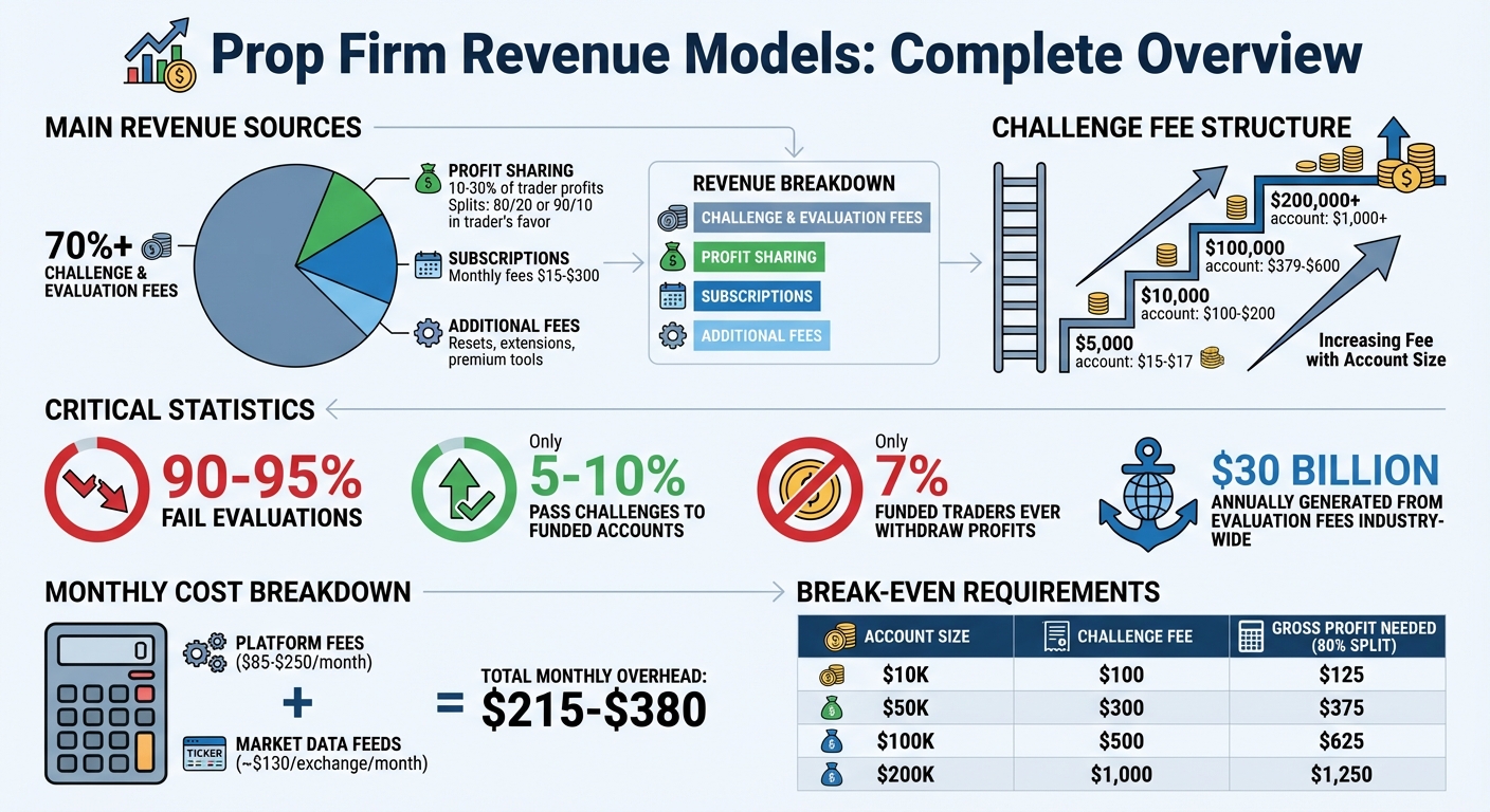 Prop Firm Revenue Model Breakdown: Sources, Statistics, and Trader Success Rates