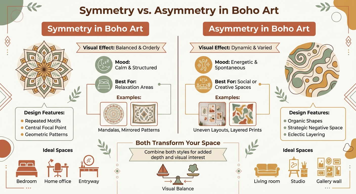Symmetry vs Asymmetry in Boho Art: Visual Comparison Guide