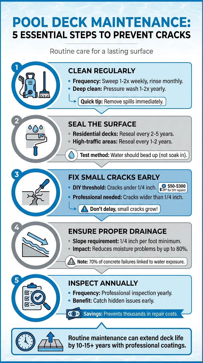5 Essential Pool Deck Maintenance Steps to Prevent Cracks