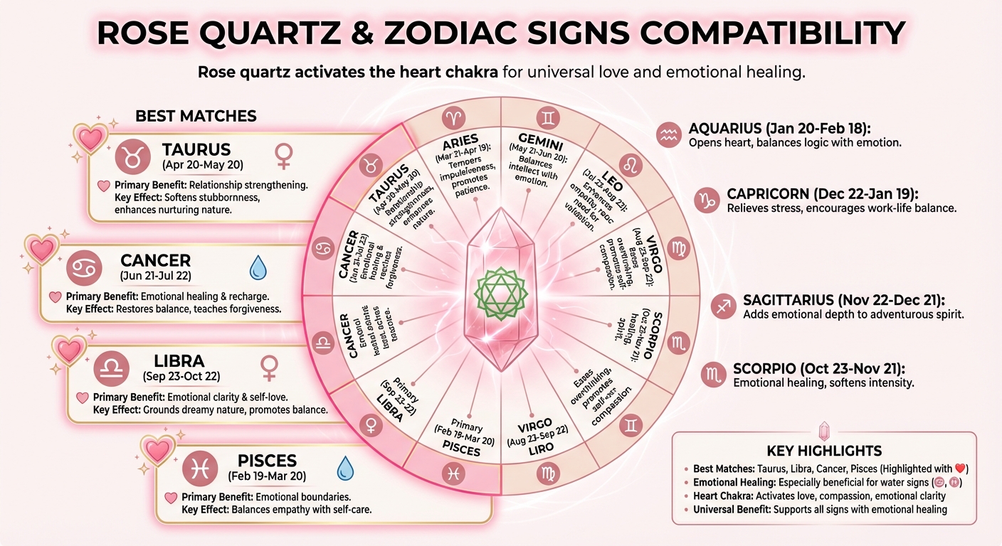 Rose Quartz Benefits by Zodiac Sign: Complete Compatibility Guide