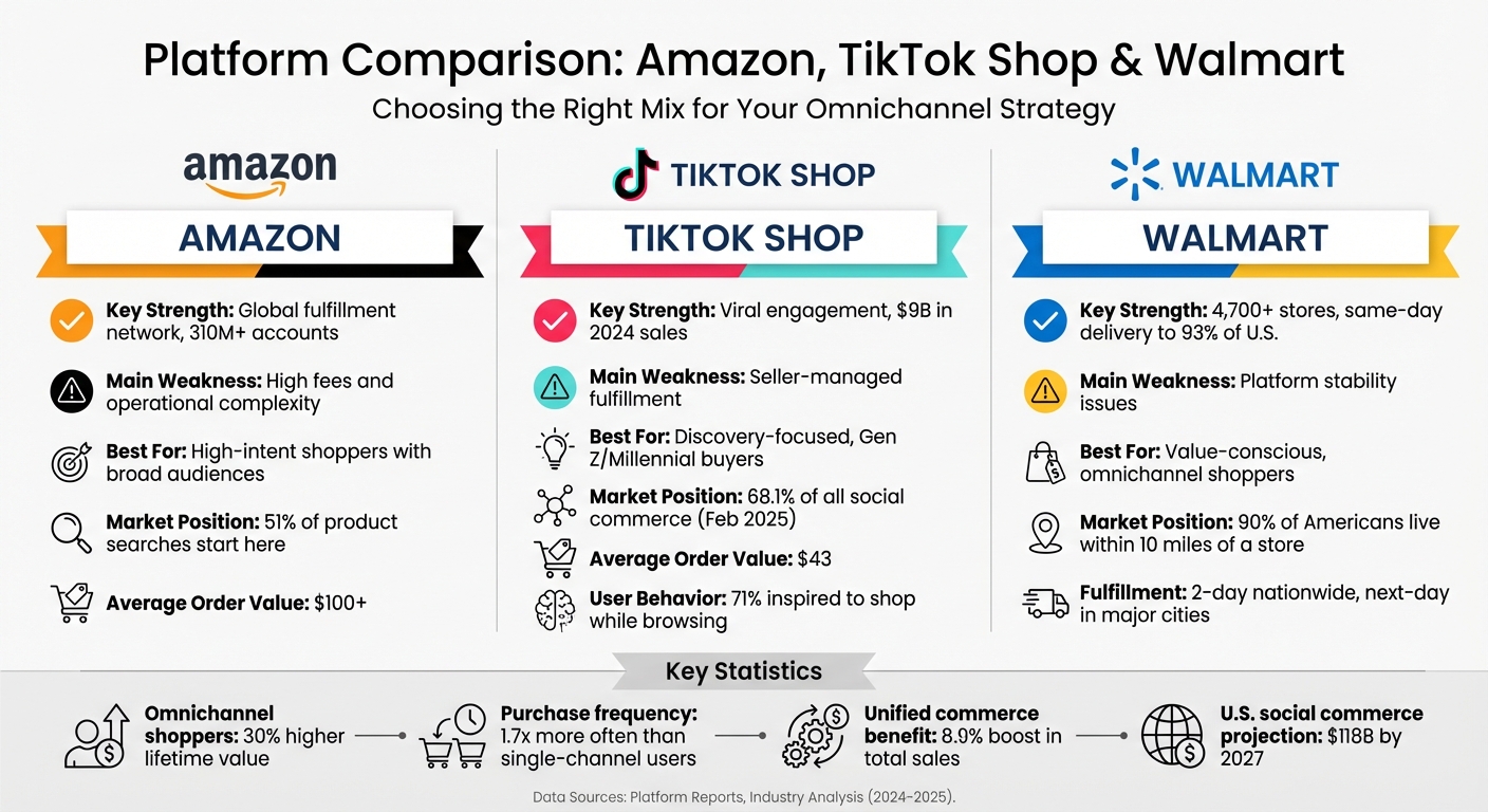 Amazon vs TikTok Shop vs Walmart: Platform Comparison for Omnichannel Retail