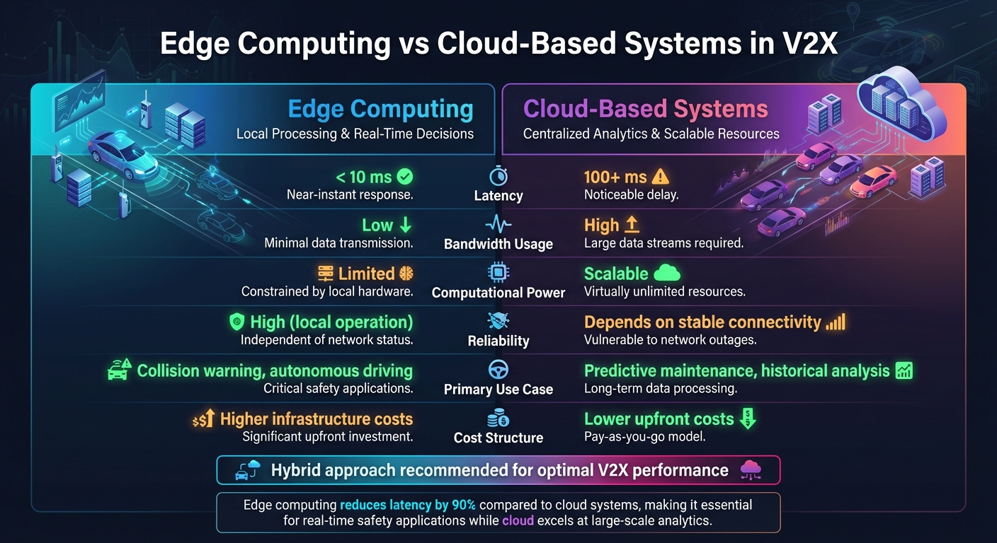 Edge Computing vs Cloud-Based Systems in V2X: Performance Comparison