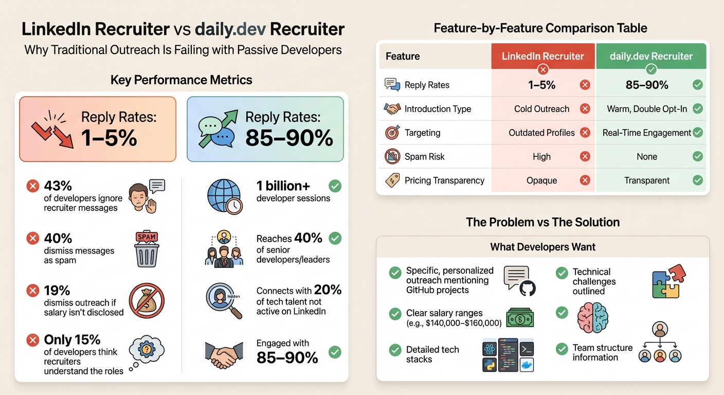 LinkedIn Recruiter vs daily.dev Recruiter: Feature Comparison and Performance Metrics