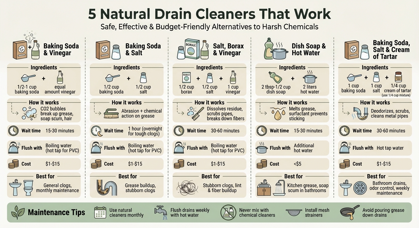 5 Natural Drain Cleaner Methods Comparison Chart