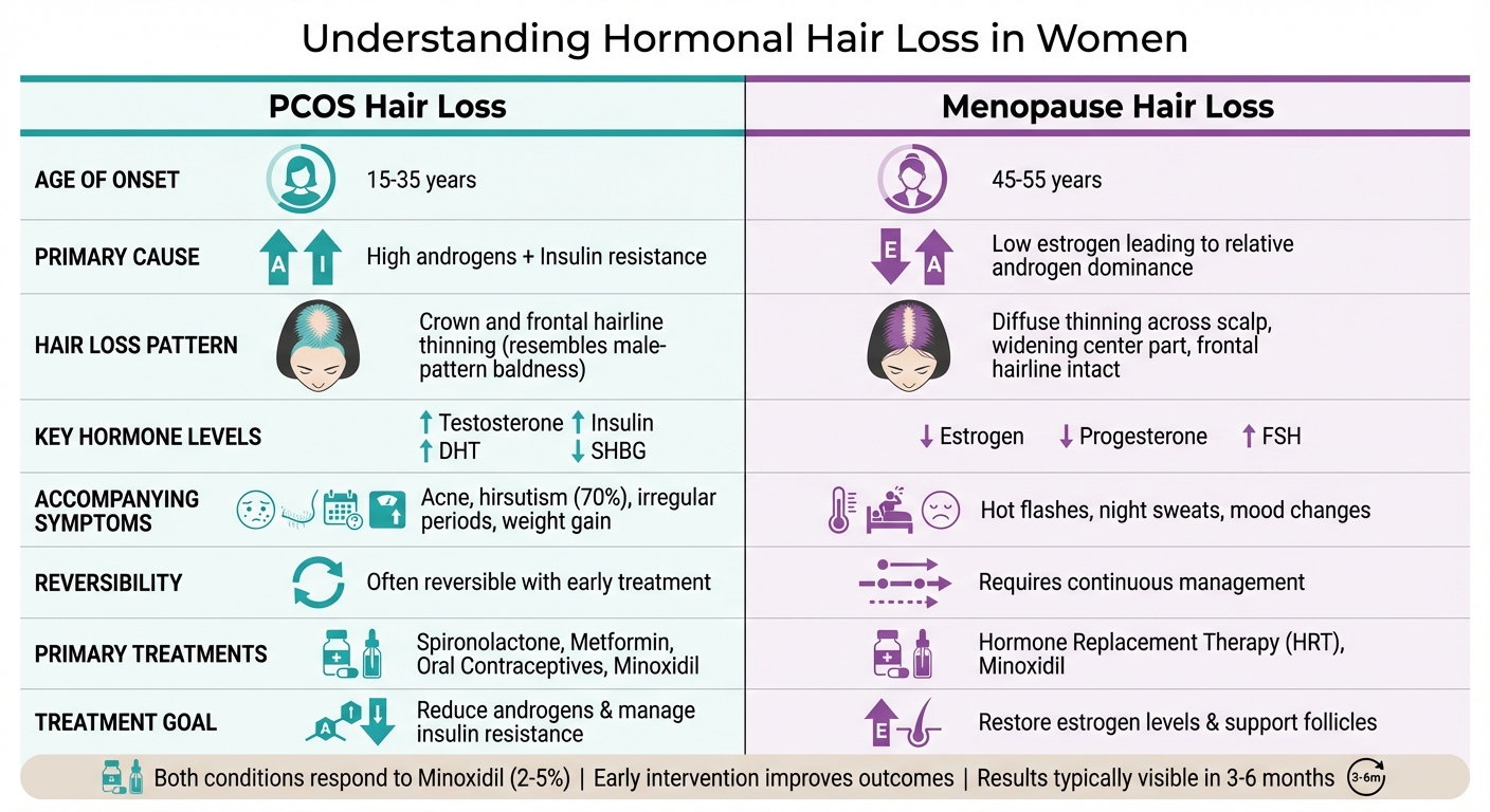 PCOS vs Menopause Hair Loss: Key Differences in Causes, Patterns, and Treatments