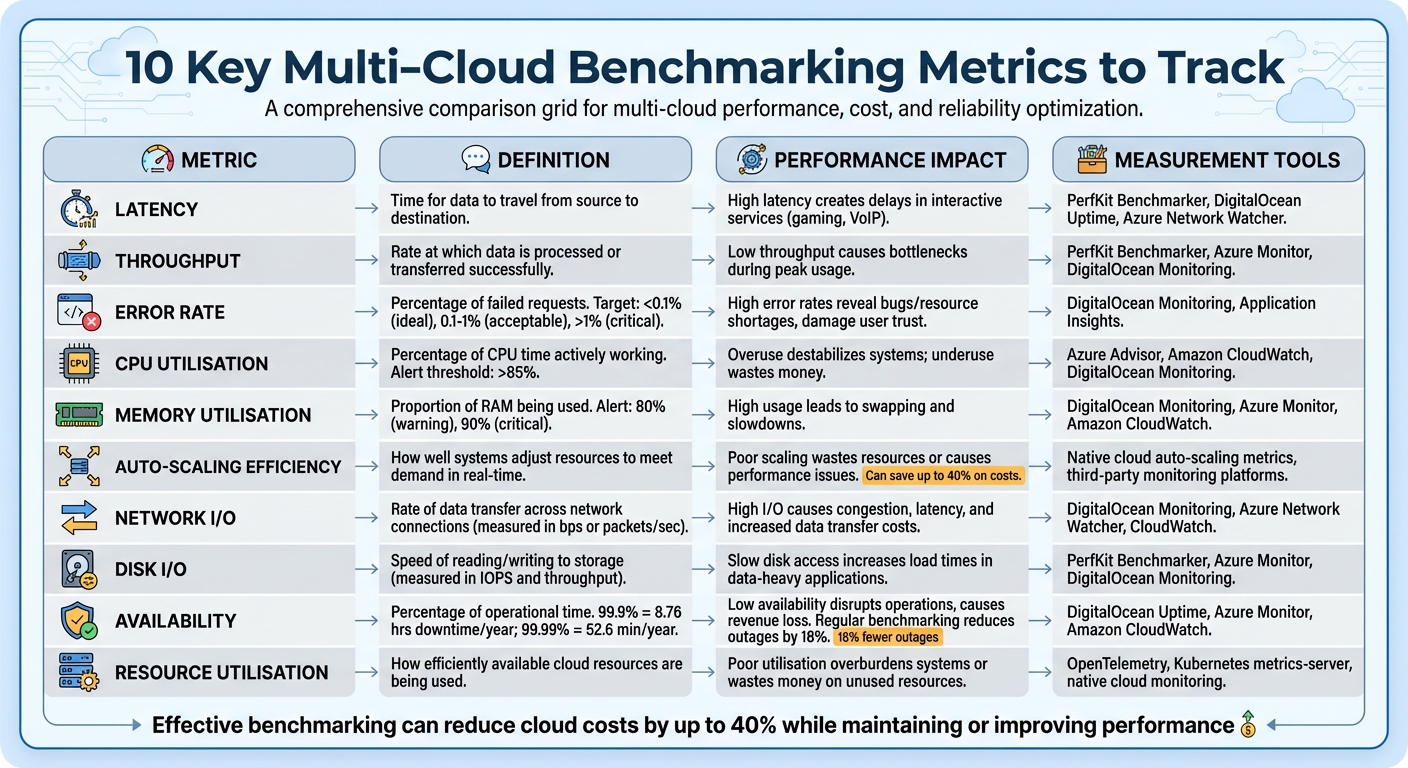 10 Key Multi-Cloud Benchmarking Metrics: Definitions, Impact, and Measurement Tools