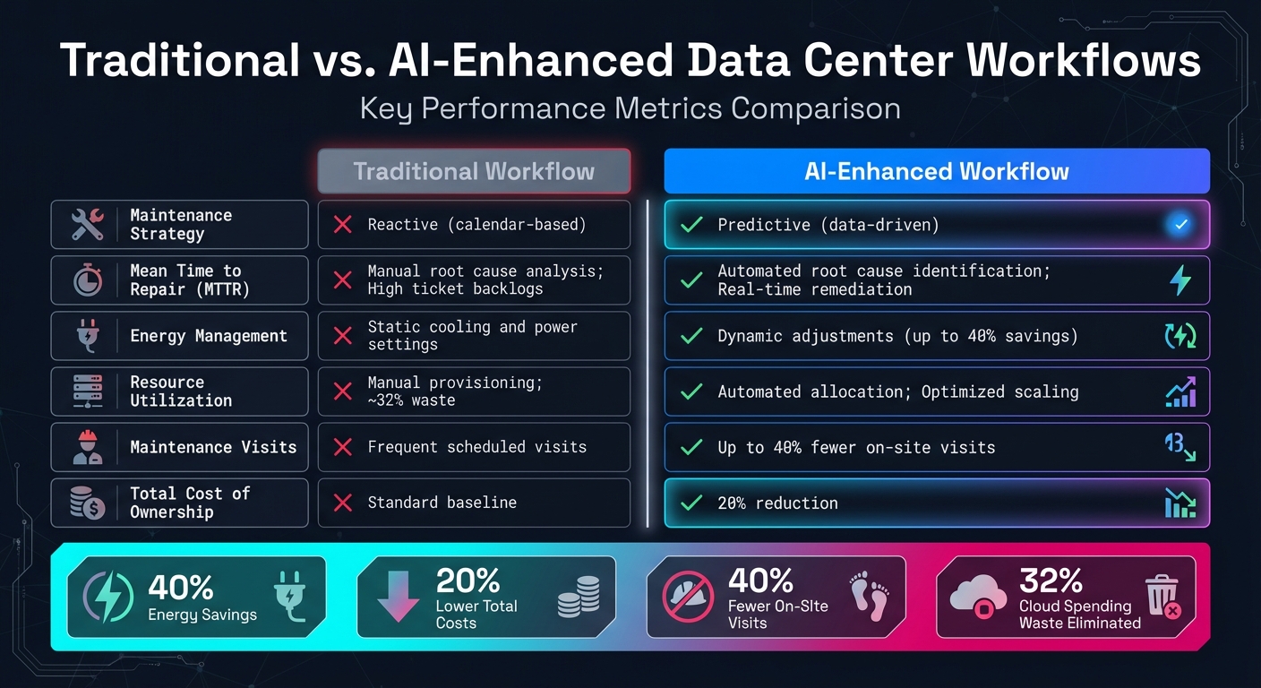 Traditional vs AI-Enhanced Data Center Workflows: Key Performance Metrics
