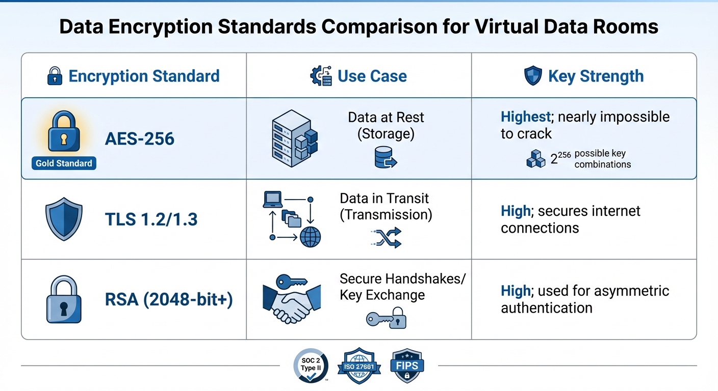 Data Encryption Standards Comparison for Virtual Data Rooms