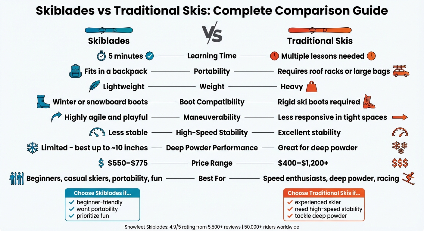 Skiblades vs Traditional Skis: Complete Comparison Guide