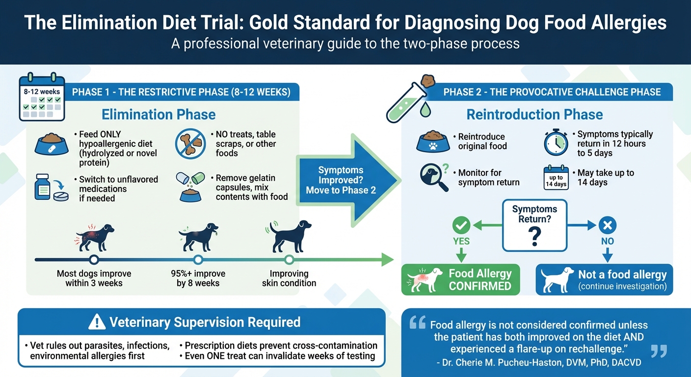 Dog Food Allergy Elimination Diet Trial Process: 8-12 Week Diagnostic Timeline