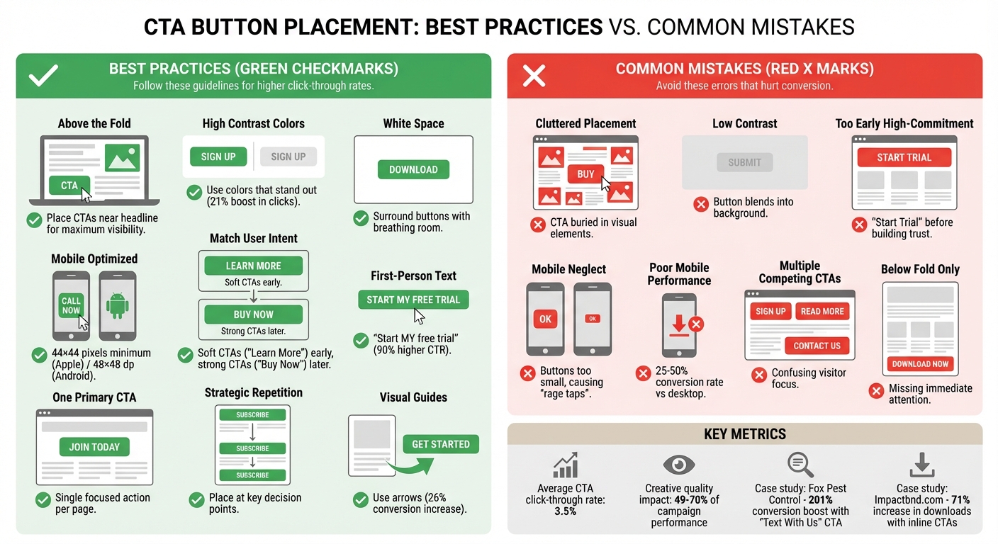 CTA Button Placement Best Practices vs Common Mistakes Comparison
