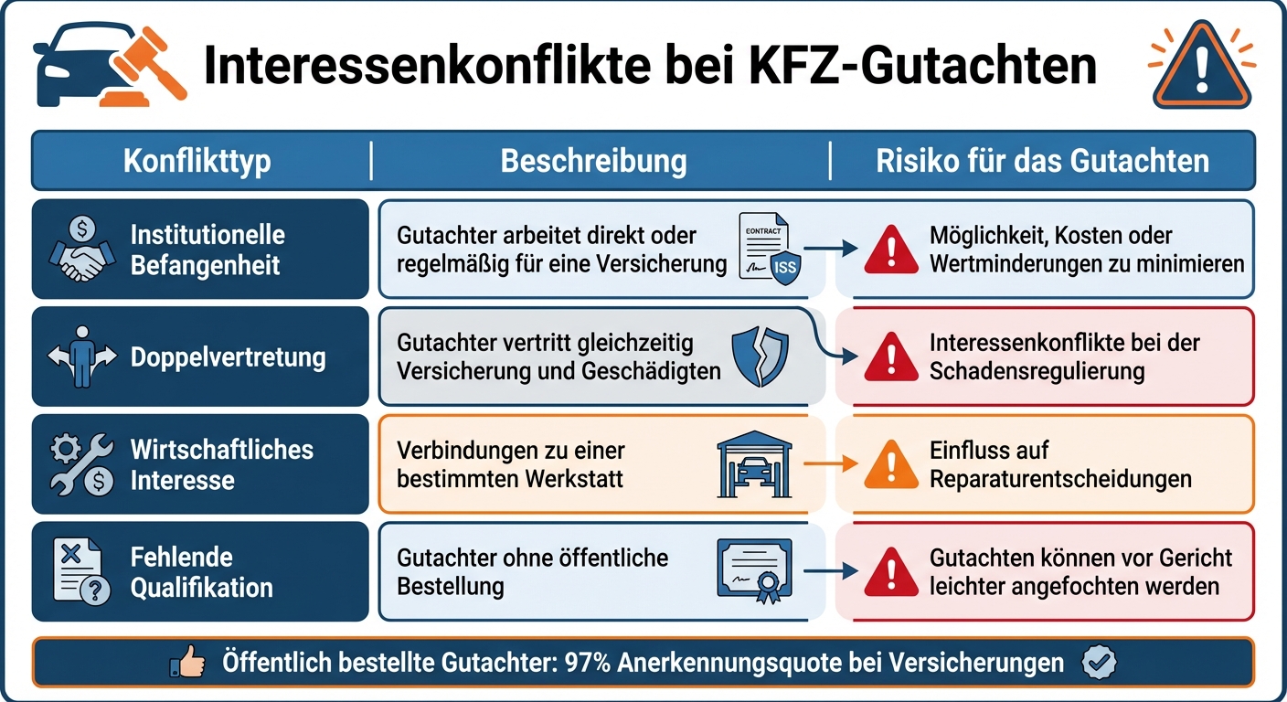 Interessenkonflikte bei KFZ-Gutachten: Typen, Risiken und Schutzmaßnahmen