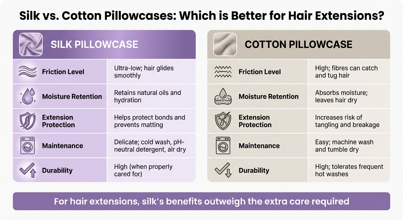 Silk vs Cotton Pillowcases for Hair Extensions Comparison