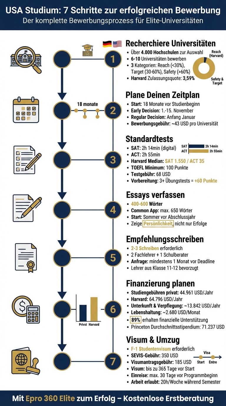 7 Schritte zur erfolgreichen US-Universitätsbewerbung
