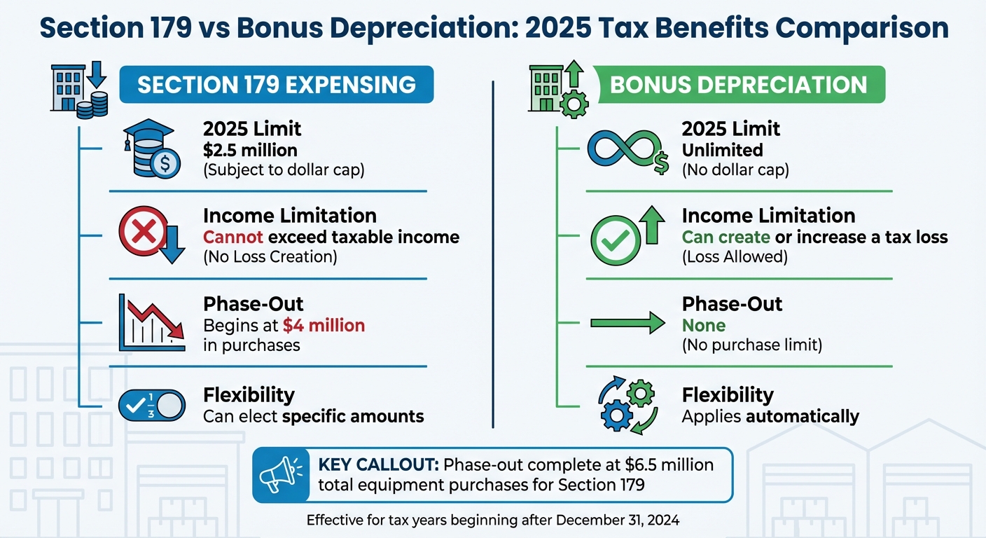2025 Commercial Real Estate Tax Benefits Comparison: Section 179 vs Bonus Depreciation