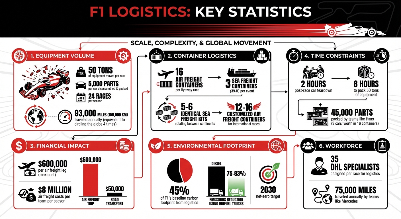 F1 Logistics by the Numbers: Equipment, Costs, and Carbon Footprint