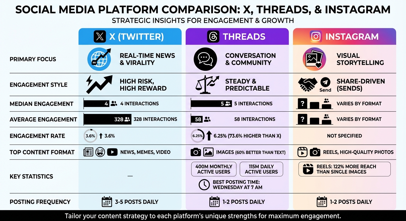 X vs Threads vs Instagram: Platform Comparison Guide for Social Media Content Strategy