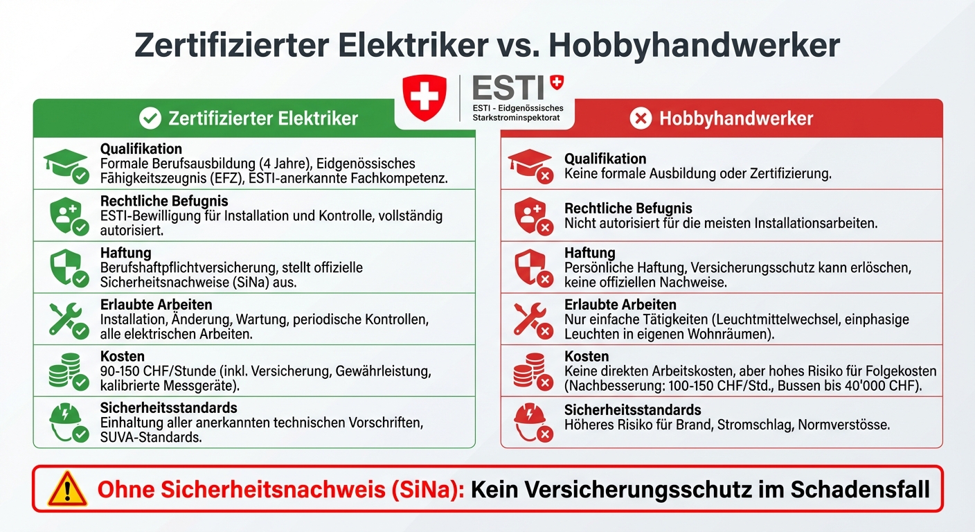 Zertifizierter Elektriker vs. Hobbyhandwerker: Vergleich Qualifikation, Kosten und Sicherheit