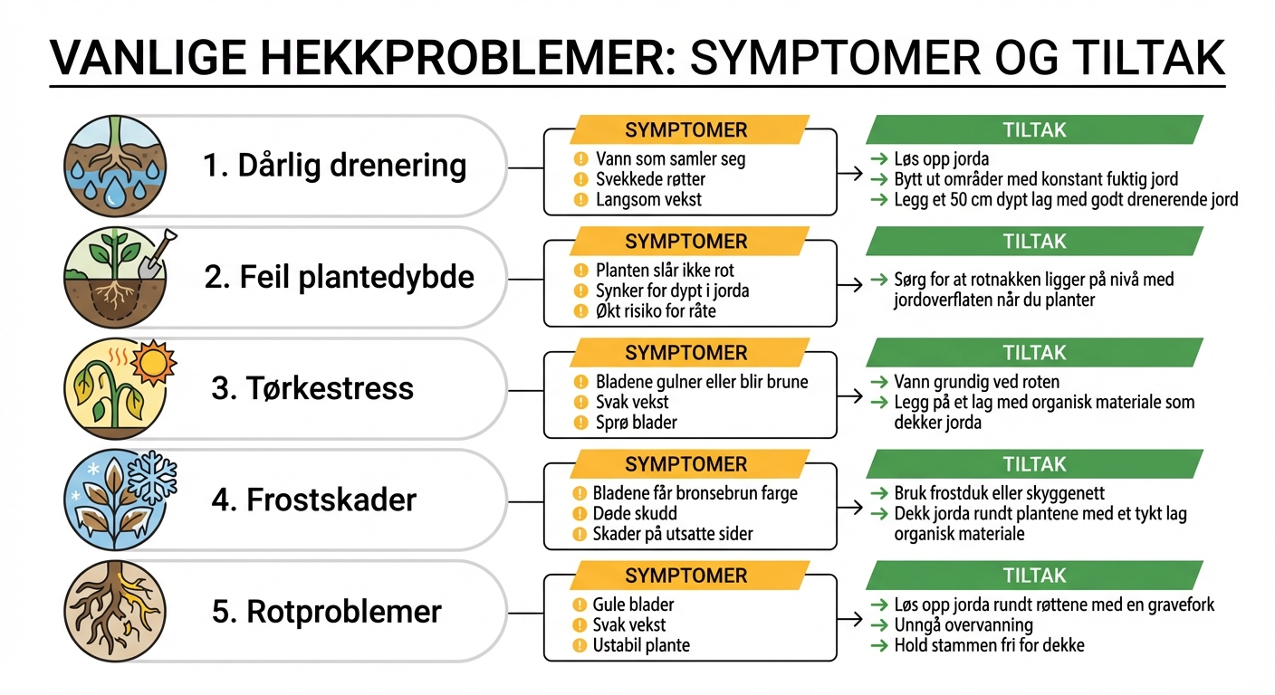 Vanlige hekkplante-problemer: symptomer og løsninger
